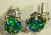 BUTW Sterling Silver Gilson (6mm ) Opal Stud Post Ear Ring Set 0032D