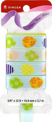(2) Singer 5/8 x 12 ft Satin Ribbon Easter Egg-Celling Light Tropical Blue - New