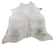 Small Cowhide Rug Light Grey White Brindle Brazilian Genuine Real 6.3ft x 6ft