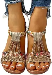 [ZIRIA] Sandals Summer Platform Wedges Shoes Crystal Gladiator Rome Woman Beach Shoes Casual Elastic