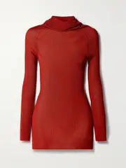 [Victoria Beckham] Victoria Beckham - Ribbed-knit Turleneck Top - Red - x small x small Red