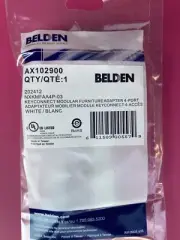 70-qty. BELDEN AX102900 Furn Adapter KIT, 4 PORT, LABEL, WHITE
