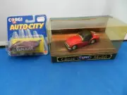 LOT (1)Corgi Classic Models Triumph TR3A Red Soft Top+(1)CORGI AUTO CITY JAGUAR