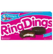 New Drake's Ring Dings Crème Frosted Chocolate Pastries Cakes 11.55oz