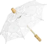 [WOFASHPURET] Cotton Umbrella Silk Robe Bulk Clear Umbrellas for Weddings Wedding Props for Photo Booth Umbrella Decorative Wedding Flower Lace Parasols Robes Bride Headband Lady Wooden White