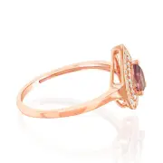 0.44 Carat Pink Topaz Pear and Diamond Ring in 9ct Rose Gold, O