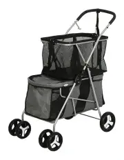 [PaWz] 2-Tier 4 Wheels Pet Stroller Large in Grey