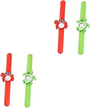 [LIFKOME] 4 Pcs Creative Children Watch Childrens Watch Sports Watch Sport Wrist Watch LED Backlight Watch Slap Watch Cartoon Children Watch Watches Papa Circle Animal Red