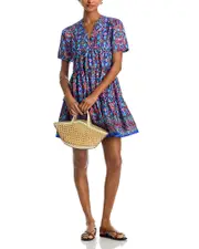 Aqua Mosaic Tile Puff Sleeve Dress - Exclusive