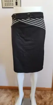 Target Collection Ladies Black White Stripe Ponte Fashion Skirt Size 12 New