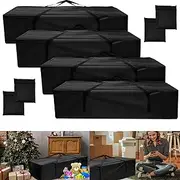 4Pcs Outdoor Cushion Storage Bag 210D Oxford Cloth Garden Cushion Holder Bag with Handle and Zipper Waterproof Furniture Storage Bag Washable Patio Cushion Cover Bag for Furniture Cushion