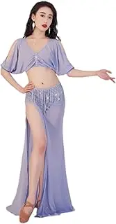 [ZSCAL] Women's Belly Dance Sets, Womens Oriental Sequins Sexy Top and Slit Skirt Belly Dancer Set, Carnival Belly Dres up Party Outfit, for Many Special Occasions Performance