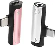 SEWACC 2pcs Type C to Audio Adapter Charging Converter Headphone Adapter for Seamless Music Fast Charging Compatible
