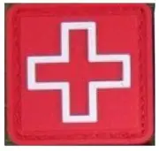 VELCRO® BRAND Fastener Morale Patch Medic PVC 1" Sized White Outline cross Red