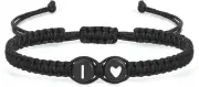 Initial Letter Bracelet for Women Men, Alphabet Handmade Black Adjustable Braid