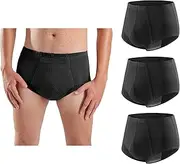 Men's Incontinence Underwear 3-Packs Bladder Control Briefs Washable Urinary Underwear for Men Cotton Incontinence Briefs with Front Absorption Area Incontinence Boxer Briefs