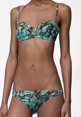 Proenza Schouler L98527 Crossback Two Piece-Turquoise Swimsuit Set Size S