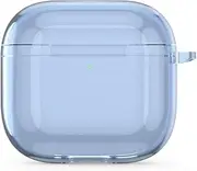 Transparent Protective Case Cover Shockproof TPU Soft Clear Cover with Carabiner for AirPods 4 2024 Charging Case