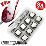 8pcs Stainless Steel Ice Cubes Whiskey Wine Metal Stones Cooling Rocks Cooler
