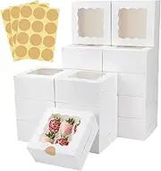 Colovis 30 Pcs White Bakery Boxes with Window, 6 X 6 X 3 Inches, White Paperboard Treat Boxes for Cookies, Pastry, Cookies, Strawberries, Macarons