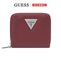 在飛比找momo購物網優惠-【GUESS】經典LOGO皮革拉鍊短夾(兩色任選)