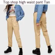 New with tags Topshop pants high waisted tan color Draw String Size 4