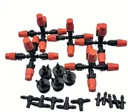 WOVSTNOV 5Pcs/Set with 15Pcs Multiple Fittings ，Orange Color Big Spray Deep Striation Plants Watering Atomizing Nozzle Spray Nozzles for Garden (WP5)