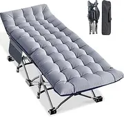 LILYPELLE Oversized XXL Folding Camping Cot, 78" L x 32" W x 18" H Heavy Duty Sleeping Cots with Carry Bag, Double Layer Oxford Portable Travel Camp Cots for Home, Office Nap and Outdoor Beach