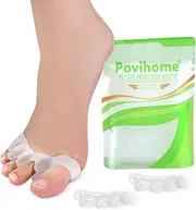 Povihome Toe Separators Spacers for Women - 8 Pack Silicone Toe Spacers for Toe Overlapping Hammertoe - Bunion Corrector Toe Stretcher for Yoga Practice - Medium (Clear)