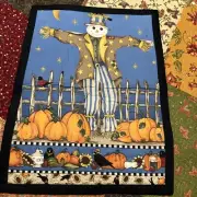 Halloween wall hanging , panels ,two sided , scarecrows , black cats 16x20