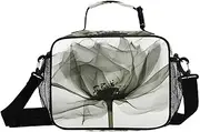 Green Floral Abstract Insulated Lunch Box for Women Men - Ideal for Work, Picnics - Includes Adjustable Shoulder Strap
