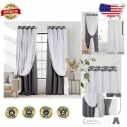 Modern Gray Blackout Curtains & Sheer Drapes for Stylish Living Room Decor