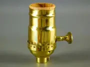 Sun Light Solid Polished Brass 3 Way Turn Knob Lamp Socket Part UL Certified