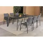 DEGO NON RUST ALUMINIUM 7 PIECE OUTDOOR DINING SET EXTENDING TABLE DARK GREY