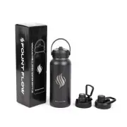 Insulated water bottles 32oz, 3 Lids (Straw Lid), Leak Proof water bottle flask