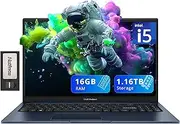 [ASUS] Vivobook 15 Business Laptop, 15.6" FHD Display, Intel i5-1235U, 16GB RAM, 1.16TB Storage(1TB SSD+160GB Docking Station Set), Intel Iris Xe Graphics, Webcam, Numeric Keypad, Win 11, Blue