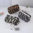 Leopard Print Pen Bag Plush Cosmetics Bag Multi-functional Toiletry Bag Gift