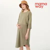 在飛比找momo購物網優惠-【mamaway 媽媽餵】異材質拼接孕哺洋裝