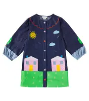 [Stella McCartney Kids] Stella McCartney Kids Printed patch-appliqué denim dress Y 6 blue