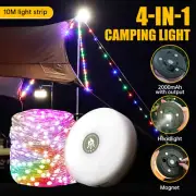 Portable Camping String Lights Tent Fairy Lights Retractable USB Rechargeable