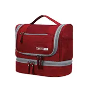 Waterproof Hanging Travel Toiletry and Cosmetic Bag Large Makeup Organizer Portable Case -Red