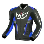 Air-B Black Blue Leather Motorcycle Jacket