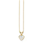 14K Yellow Gold 3mm Aquamarine Birthstone Heart Necklace 15" Madi K Kids Jewelry