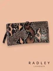 RADLEY LONDON Leather Newick Large Bifold Wallet Snakeskin Design Zip & Snap