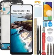 YHX-OU 6.67 Inch Black + Frame Display for Xiaomi Redmi Note 11 Pro Redmi Note 11 Pro 5G LCD Display Touchscreen Replacement Screen Glass Assembly with Tools + 1 x Screen Protector