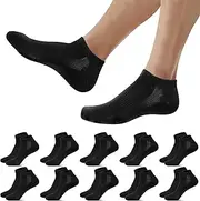 [Falechay] 10 Pairs of Trainer Socks Men Women Sports Socks Short Breathable Trainer Socks Cotton Half Socks Unisex, 10 x black., 13-15.5 US