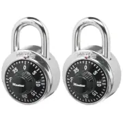 Master Lock Combination Padlock, 1500T for Lockers , 2 Pack, Black Dial