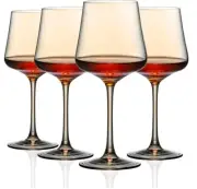 PTSTING Wine Glasses 14oz Amber Wine Glasses Set of 4 Red Wine Glasses for Wine