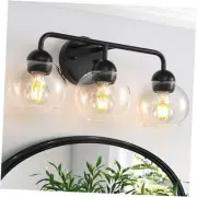 Black Bathroom Light Fixtures, 3-Light Vanity 3 Lights Globe Glass Shade-Black
