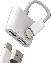 iPhone15 Pro Max Plus USB-C to USB A OTG Adapter 2in1 Type C Charging Cable Dongle Mouse Accessories Compatible for Samsung Galaxy S23 S22 Apple iPad 10、Air4/5、Mini6、Pro 12.9 MacBook Charger +tp